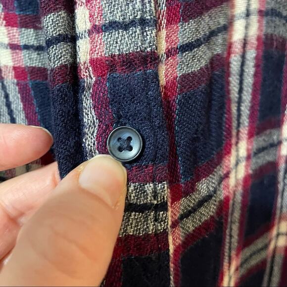 Lucky Brand Blue & Red Plaid Button Down Shirt Blouse Button Detail Back L - Picture 4 of 6